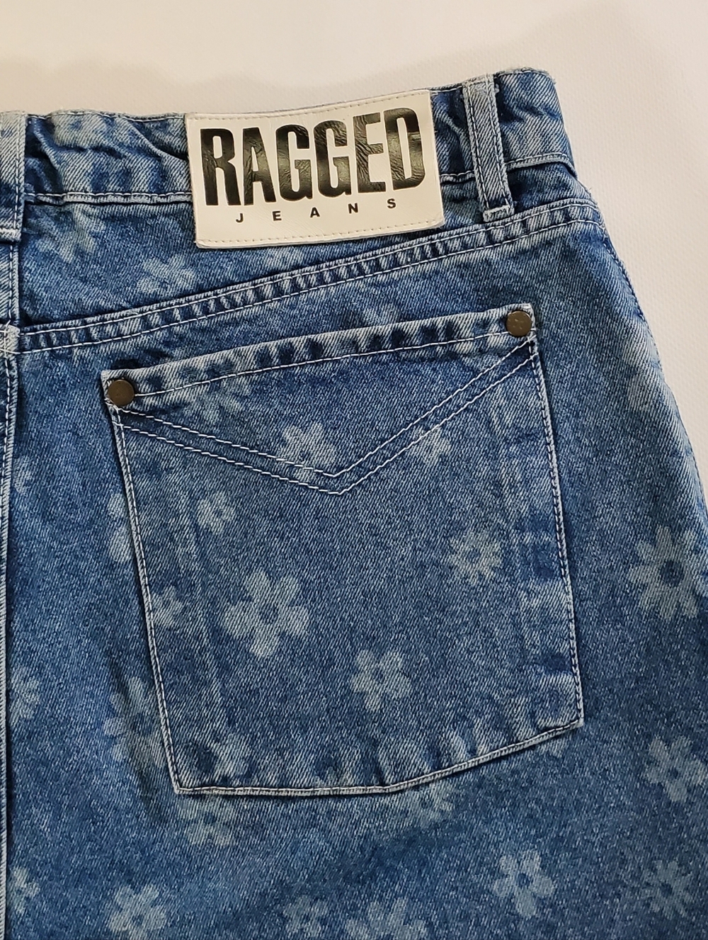 🟢7661 * The Ragged Priest Daisy Floral Print Straight Leg Jeans Blue Size 32 - Picture 8 of 16